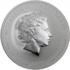 Серебряная инвестиционная монета Австралии 10 долларов "Лунный календарь II -Год Быка" 5 унций(oz) 2009 год